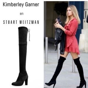Stuart Weitzman Highland Suede Over-the-Knee Blogger Boots in black